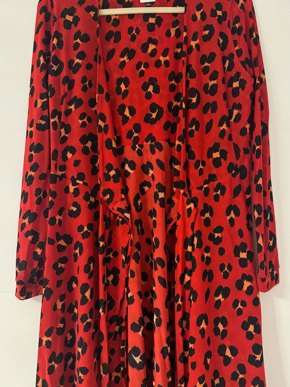CAbi Red and Black Leopard Print Cardigan